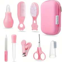 9pcs Healthcare Kit With Portable Case- Comprehensive Health & Grooming Set With Feeding Dropper,Nose Cleaner, Nail Clippers, Comb, Brushes & More, Perfect For Shower & Holiday Gifts, Accessories, Ideal For Daily Personal Care - Multicolor - View 2