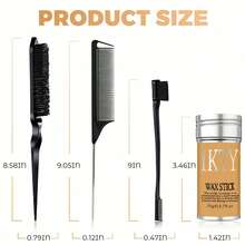 Hair Wax Stick For Wigs With Brushes Bed Head Stick Edge Control Slick Stick Hair Pomade Stick Non-Greasy Styling Wax 2.7 Fl Oz, Long Lasting, Temporary Hair Styling Product For Edge Frizz Hair - 黑色 - 查看 5