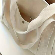 Sac fourre-tout en canevas à deux couleurs au choix, sac d'épaule de style universitaire avec fermeture éclair, sac de travail durable et spacieux pour étudiants et professionnels, sac à dos (Beige/Noir)