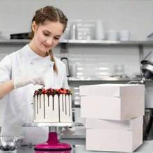 1/6 piezas Caja blanca para pasteles con ventana transparente, cierre seguro, múltiples tamaños (8x8x8, 10x10x8, 12x12x8 pulgadas), adecuada para cumpleaños, bodas, fiestas, decoraciones navideñas, estructura resistente, embalaje para hornear, organizadores de fiestas
