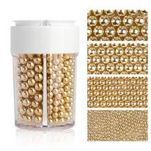 Sprinkles For Cake Decorating, White Pearl Sprinkles 4 Sizes Mix For Cake Cupcake Cookie Baking Donuts Ice Cream Toppings