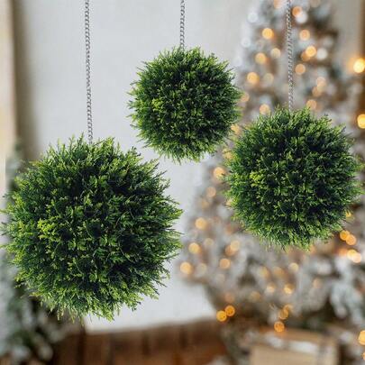 1pc Artificial Cedar Grass Ball, Artificial Grass Ball, Made Of PE Material, Available In 3 Sizes, Suitable For Mother's Day, Wedding Season, Graduation Season, Home Decor, Restaurant Decor, Office Living Room Bedroom Decor, Party Wedding Garden Decor, Party School Dorm Decor, All Seasons Decor, Green Decor, Easter, Thanksgiving, Mother's Day, Father's Day Decor, Home Decor, All Seasons Decor