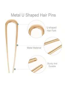 3/2/1件套大号优雅金色U型金属发夹 - 适合浓密长发，女士法式发夹，发髻延长器，发髻制作器，发夹，发饰，学习用品，法式发卡 - 彩色 - 查看 8