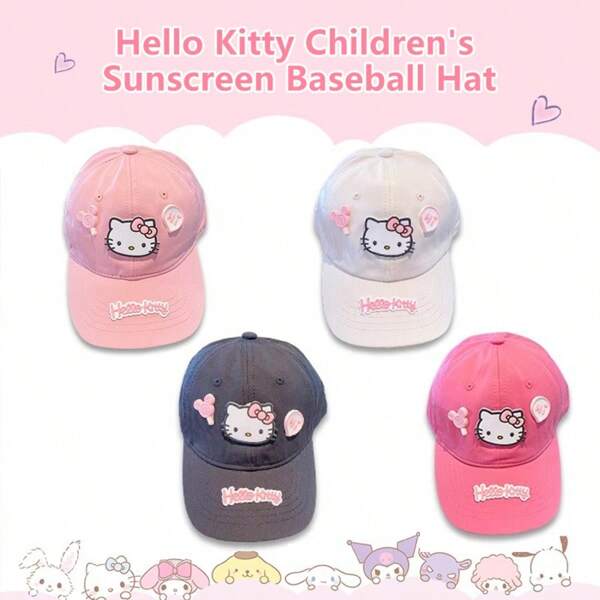 Sanrio 1pc Sanrio New Summer Cat Adjustable Baseball Cap - Breathable Polyester Fiber, Four Season Cat Sun Hat Baseball Cap, Y2k Style Baseball Cap - Ideal Choice For Valentine's Day, Birthdays, And Party Gifts