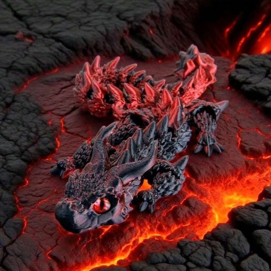 1个3D打印可动关节龙形减压玩具，酷炫关节龙形礼物，可爱3D打印动物龙形减压玩具，3D打印龙形装饰品 - 彩色 - 查看 1