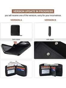 男士复古短款拉链钱包年轻男士卡包大容量多卡位手拿包适合日常使用生日礼物返校礼物男友礼物周年纪念礼物男士钱包迷你钱包钱夹男式钱包真皮小钱包 - 黑色 - 查看 4