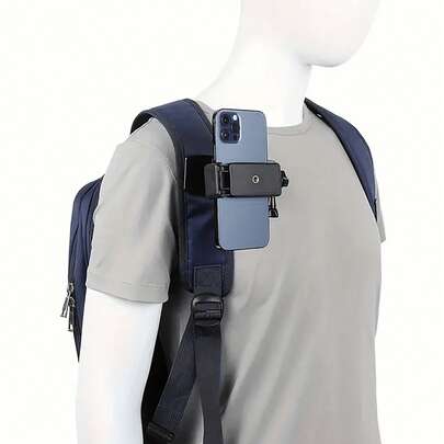 ABS 塑料智能手机肩带夹，可调节第一人称视角视频录制和直播支架，背包带附件，适用于户外视频博客