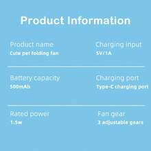 Portable Handheld Mini Fan, Power Bank Fan, USB Rechargeable, 500mAh Battery Capacity, Foldable, 3 Speed Settings, Dual Blades, Suitable For Indoor, Outdoor, Office And Travel