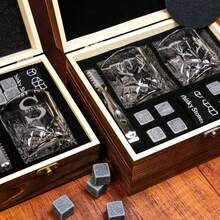 Customized Whiskey Glass Set With Wooden Box, Whiskey Stone Set, Groomsmen Gift, Best Man Gift, Anniversary Gift For Him, Wedding Housewarming Gift Set, Personalized Gift, Man Cave Essentials - Multicolor - View 3