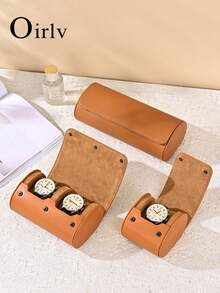 Oirlv 1pc High-Quality Faux Leather Watch Box - 1/2/3 Slots Travel Storage Case, Available In Brown And Black, Soft Microfiber Lining, Compact & Fashionable Design, Suitable For Watches And Gifts, Watch Storage Box With Secure Flip Cover - Multicolor - View 5