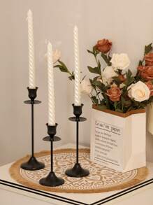 1Pc/1Set Exquisite And Elegant Metal Cone Candle Holder, European Style Black Candle Holder Set, Romantic European Style Candle Holder, Detachable Candle Holder, Pillar Candle Holder, Pillar Candle Holder, Anti-Scald Candle Holder, Romantic European Candlelight Dinner Wedding Decoration Candle Holder, Four Seasons Candle Holder