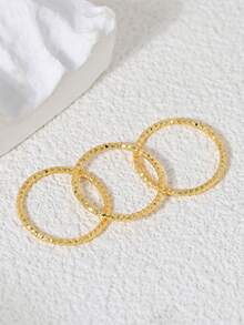 1 件经典简约 18K 镀金戒指，男女通用戒指，优雅百搭，非常适合日常通勤和特殊场合，是情侣、情人节、日常戒指的理想礼物|简约设计|耐用戒指。 - 金黃色 - 查看 6