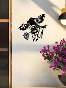 1 peça de arte de parede de vaca de metal para pendurar, decoração de parede de vaca preta, placa para casa, adequada para decoração de parede de cozinha de fazenda em cafeterias, decoração de parede clássica e aconchegante de animal de metal, escultura suspensa para ambientes internos/externos, presente perfeito para inauguração de casa