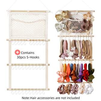 Headband Holder Hair Bows Organizer For Baby Girls Large Capacity Bow Holder Hair Accessories Wall Hanging Organizer For Toddler Baby Girl Nursery Room Decor