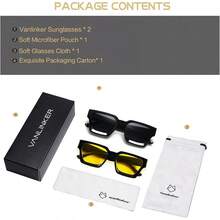 Thick Square  Retro Chunky Rectangle  Protection - 2pcs - Black + Black / Yellow - View 10