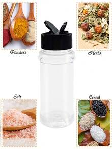 1/3 Pcs Plastic Spice Jars With Black Lids, Transparent Safe Plastic Bottles With Shaker Caps, For Storing Spices, Herbs And Seasoning Powders, Reusable Kitchen Storage Containers