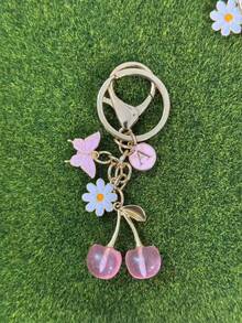 1个男女通用锌合金樱花蝴蝶钥匙扣，可爱动物吊坠，送给学生和朋友的绝佳礼物，可爱挂件，汽车配件，包包挂件，校园动物，可爱哥特风，Y2K风格