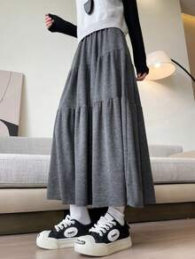 Women's Casual Solid Color Long Skirt