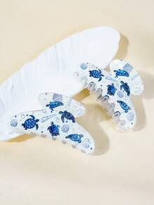 1/2 件简约花卉和动物印花闪亮方形发夹，发夹，优雅大号方形发夹配饰发饰优雅爪夹，学校用品，大学