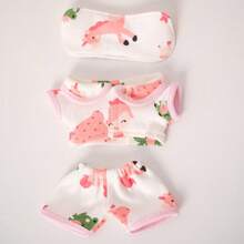 (Colocación de patrones al azar) Ropa solo para muñeca Labubu de 17 cm, Conjunto de pijama lindo, Ropa de muñeca de peluche Labobo con forma de corazón y macarrón, Compatible con Labubu - Multicolor - Ver 8