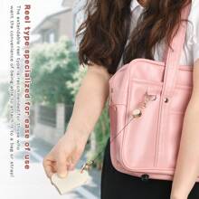 1pc Smart Key Holder, PU Leather Key Pouch, Unisex Intelligent Key Wallet, Covered Key Chain, Car Key Bag, Key Case, Cute Pebbled Leather Carabiner With Key Ring - Multicolor - View 8