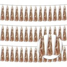3P Metallic Fringe Tassel Banner Garland Foil Tinsel Streamer Wall Hanging Curtain Backdrop Banner For Parade Floats, Graduation Decorations, Father's Day Party Decoration(Silver)Halloween Christmas New Year - 香檳金 - 查看 1