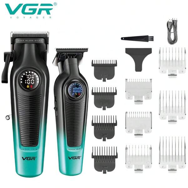 VGR VGR Clippers Set Electric Professional Hair Clipper Cordless Hair Trimmer Digital Display Trimmer Men Clipper Adjustable Barber Hair Clipper V-196&V-996