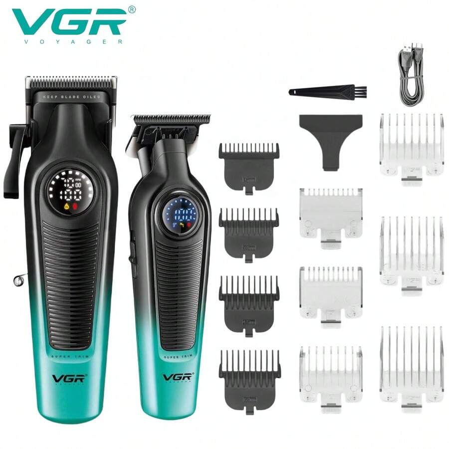 VGR 理发器套装电动专业理发器无线理发器数显修剪器男士理发器可调节理发器 V-196&V-996 - 彩色 - 查看 1