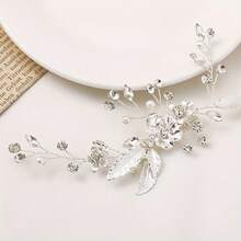 1 pieza Pinza de pelo de vidrio con diseño floral elegante, accesorio de pelo para novia y boda, para todas las temporadas - color - Ver 8