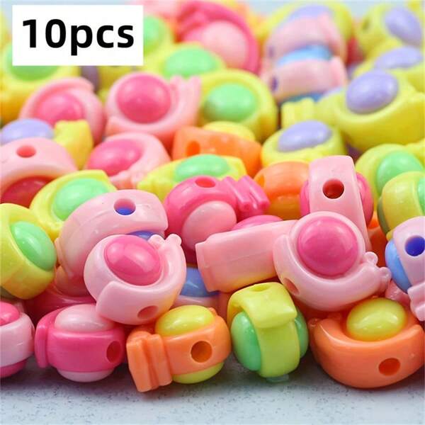 10pcs 19mm Colorful Irregular Snail Acrylic Beads For DIY Jewelry Making - Vibrant Pink, Blue, Yellow, Green, And Purple Plastic Spacer Beads For Bracelets, Necklaces, Earrings, Hair Accessories, And Mobile Phone Accessories, With Unique Shapes And Multiple Colors