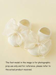 1pair Baby Bow Decor Socks & 1pc Hair Band - Beige - View 4