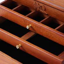 HOHOBLA 4-Layer Rectangular Wooden Jewelry Box Multi-Functional Jewelry Storage Organizer With Mirror + Full Pull-Out Drawer Flocked Fabric Vintage For Jewelry Storage Ring Earrings Storage Organizer [Wonderful Gift For Family&Friends] - 棕色 - 查看 8