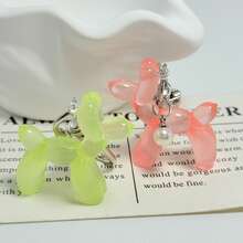 New Creative Cute Dopamine Color Balloon Dog Keychain Pendant, Resin Transparent Highly Attractive DIY Bag Accessories Decoration