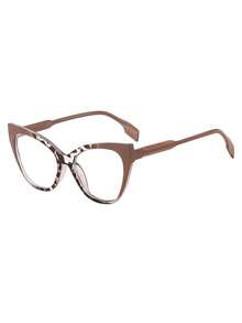 2025 Monture de lunettes de vue et élégante pour femmes, style œil de chat avec blocs de couleurs - Multicolore - Voir 2