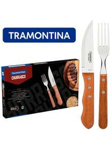Jumbo 12-Piece Barbecue Cutlery Set With Wooden Handle And Stainless Steel Original Kitchen - Tramontina - 木頭 - 查看 1