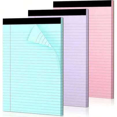 3 Pack Legal Pads Refills Note Pads, Writing Pads 8.5 X 11 Inches, Memo Pads Lined Writing Note Pads, Letter Size Legal Pad Wide Ruled Lined Pads Legal Rule School Office(30 Sheet Per Pads)
