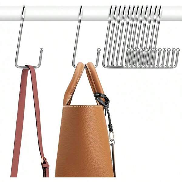 ZEDODIER 15 Pack Purse Hanger Closet, Bag Organizer Purse Hooks Closet, Keeping Purses Visible And In Good Condition, Metal Hanging Backpack Holder Rack, Black