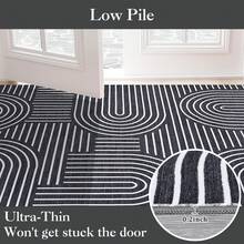 1Pcs Room Decor Modern Rainbow Stripe Geometric Rug For Living Room Bedroom Runner For Hallway Non-Slip Machine-Washable Floor Mat Foldable & Durable Home Decor Abstract Area Rug For Dining Room Dorm - Black - View 5