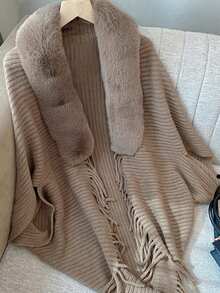 1 件女士秋冬新款针织披肩（多款可选） - 純色 - 查看 31
