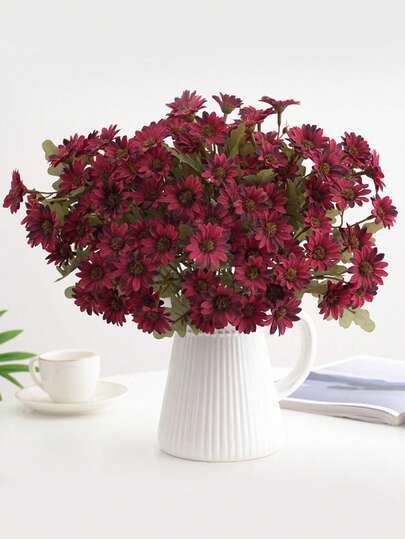 1/3/5PCS 21头仿真雏菊花束情人节礼物束装饰婚礼装饰新娘手捧花腕花胸花材料家居餐厅卧室花瓶装饰花束DIY生日派对蛋糕材料新年装饰材料拍摄道具,假植物