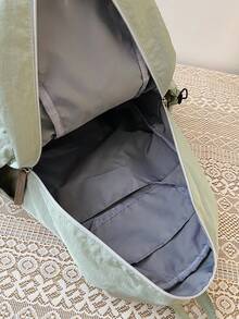 女士时尚背包，大容量，拼色设计 - 綠色 - 查看 6