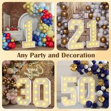 1piece Set Of Marquee Numbers, Light Up Numbers, Mosaic Numbers For Balloons, 73 Cm / 28.7inch LED Digital Frame, KT Panel, Numbers 0 To 9, Insert. KT Panel Support, Festive, Birthday And Christmas Decorative Lights,Birthday Decorations, - White - View 7
