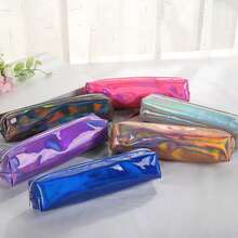 1 件彩虹色激光设计文具铅笔盒，大容量男女通用收纳袋 - 彩色 - 查看 1