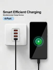 4-Port 5V 3.1A EU Plug USB Charger Adapter, Fast Charging Adapter Compatible With IPhone, OnePlus And Other Smartphones