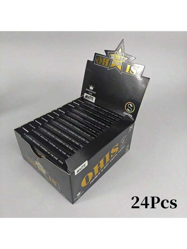 24 de cutii de broșuri manuale extra mari pentru hârtie de țigară cu ardere lentă, accesorii pentru fumat, hârtie de țigară ultra-subțire cu ardere lentă, de înaltă calitate (o cutie conține 32 de hârtie de țigară + 32 de hârtie de filtru), gadgeturi de uz casnic potrivite pentru petreceri de sărbători, Crăciun, Ziua Tatălui, Ziua Mamei, Ziua Îndrăgostiților, mici cadouri pentru fumători, hârtie din celuloză de lemn virgină de utilizat