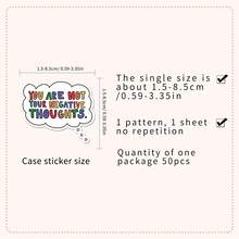 50pcs Psychological Health Slogans Graffiti Stickers Helps Cure Depression - Waterproof PVC Decals For Phone Cases, Laptops, Refrigerators, Suitcases & More - Reusable, High-Quality, Glossy & Matte Finish, Versatile Adhesive | Pastel Graffiti Stickers | Reusable Stickers - 彩色 - 查看 3