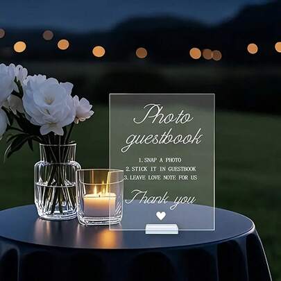 20 件/10 套透明矩形亚克力卡，带木质底座，婚礼派对宾客名单座位卡，空白亚克力板用于座位标识，适用于婚礼、宴会、派对、办公室情人节、情人节婚礼、生日