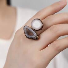 Adjustable Vintage Boho Chic Ring For Women - Thiên thạch đen - Xem 9