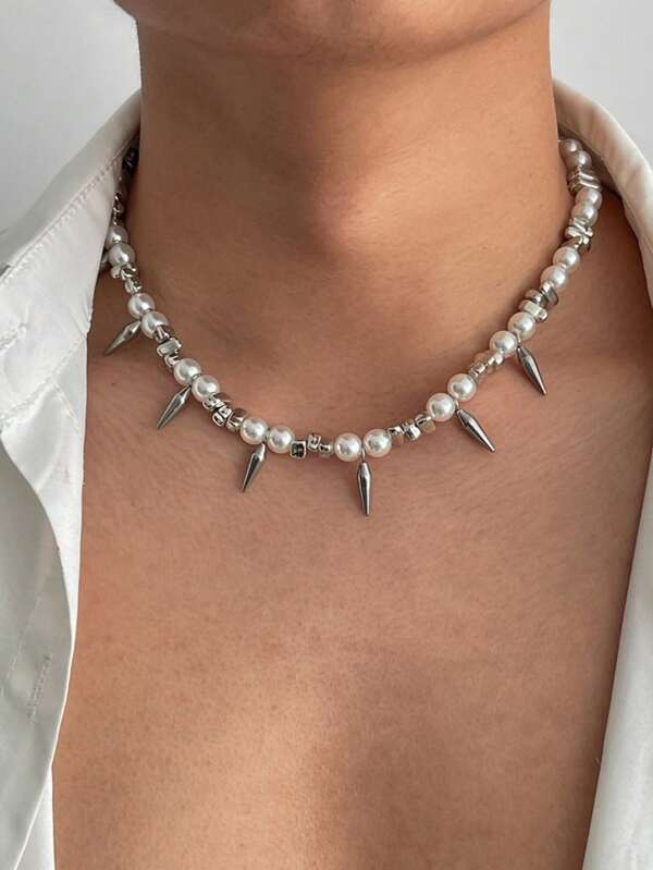 قلادة رجالية عصرية بسلسلة العنق بتصميم رائع مرصعة باللؤلؤ والنيتات، قلادة بشكل نجمة البحر واللؤلؤ للإطلالة العطلة الشاطئية، إكسسوار فاخر وجذاب لمنطقة الترقوة