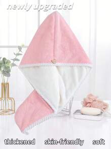 1 pièce/4 pièces Bonnet de lavage de cheveux séchage rapide en polaire de corail, serviette épaisse pour séchage des cheveux, turban mignon pour cheveux, serviette pour sécher les cheveux, usage domestique, salle de bains, douche, matériau absorbant, doux, agréable pour la peau, sans peluche, convient pour un usage quotidien